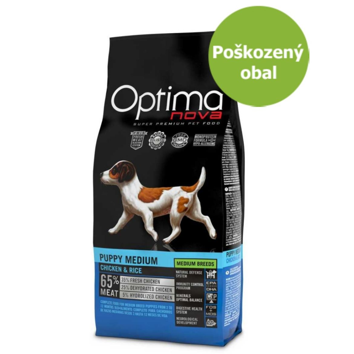 OPTIMAnova dog puppy medium, štěňata střední plemeno, superprémiové, přírodní, hypoalergenní