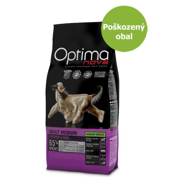 Obrázek OPTIMAnova Dog Adult Medium Chicken & Rice 11,5 kg - Poškozený obal - SLEVA 15 %