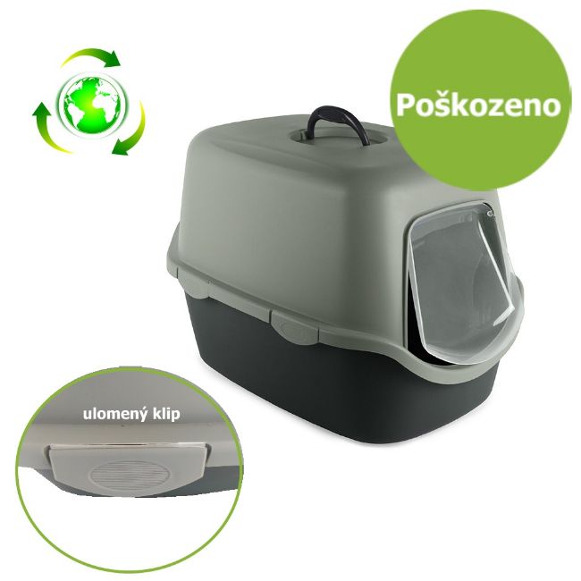 Uzavřený záchod pro kočky s filtrem z kvalitního plastu, green line, dvířka, panty pro otevření