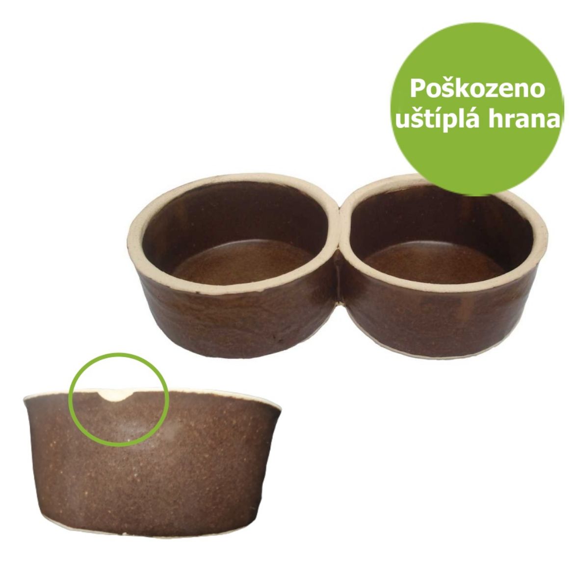 Obrázek z Miska keramická dvojmiska 2 x 0,5 l - ODŠTÍPNUTÁ - SLEVA 