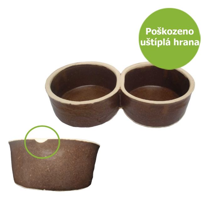 Miska keramická dvojmiska 2 x 0,5 l - ODŠTÍPNUTÁ - SLEVA