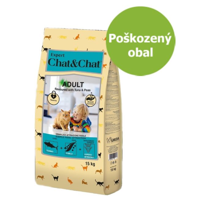 Chat & Chat Expert Adult s tuňákem a hráškem 15 kg, kompletní krmivo, dospělá kočka