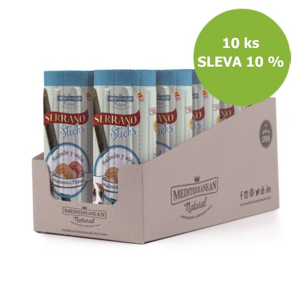 Obrázek Serrano Dog Sticks Salmon & Tuna, tyčinka 16 x 12 g (10 ks) SLEVA 10 %