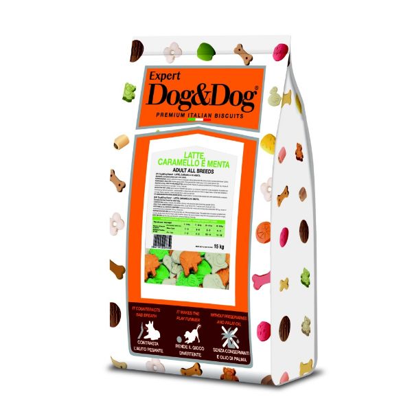 Obrázek Dog & Dog Expert mléčné, karamelové a mátové sušenky 15 kg