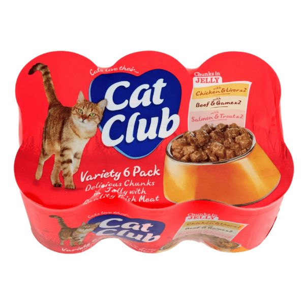 Obrázek Cat Club kousky v želé 3 druhy, konzerva 400 g (6 pack)