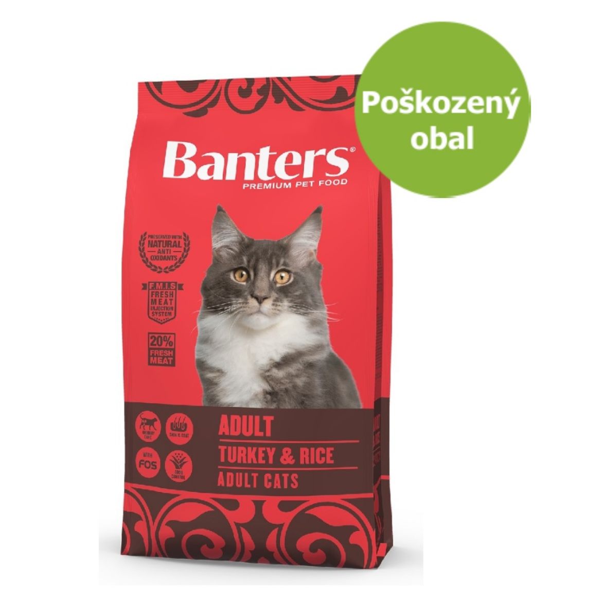 Banters krmivo pro kočku,dospělé kočky,  krůta a rýže, s čerstvým masem 8kg