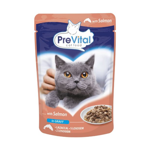 Obrázek PreVital kočka losos v omáčce, kapsa 100 g