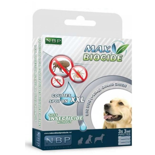 Max biocide spot-on XXL dog, repelentní spot on pipety pro velké psy. Přírodní složky, geraniol