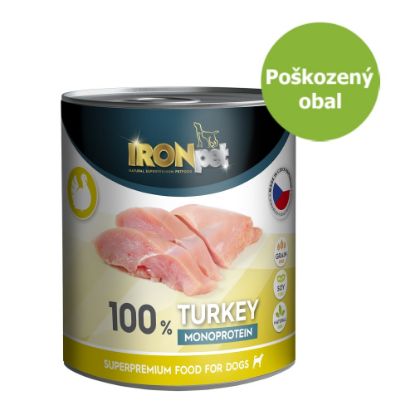Obrázek IRONpet Dog Turkey (Krůta) 100 % Monoprotein, konzerva 800 g - Poškozený obal - SLEVA 20 %