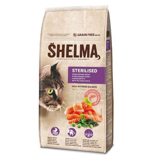 Obrázek z SHELMA Cat Sterilised Salmon GF 8 kg 