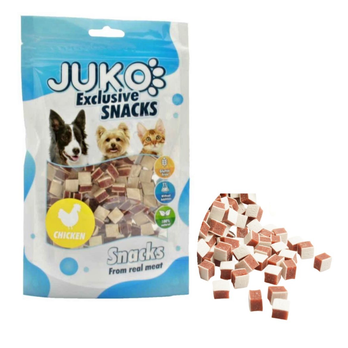 Obrázek z Chicken, Liver & Fish Cubes JUKO Snacks 70 g 