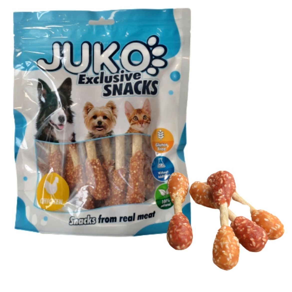 Obrázek z Chicken & Duck with Rice Dumbbell JUKO Snacks 250 g 