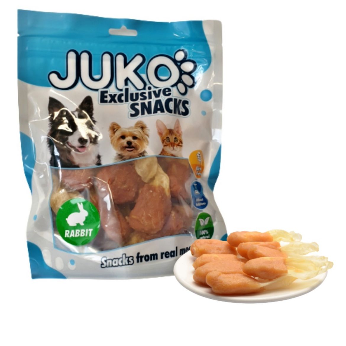 Obrázek z Rabbit Ear with Chicken JUKO Snacks 250 g 