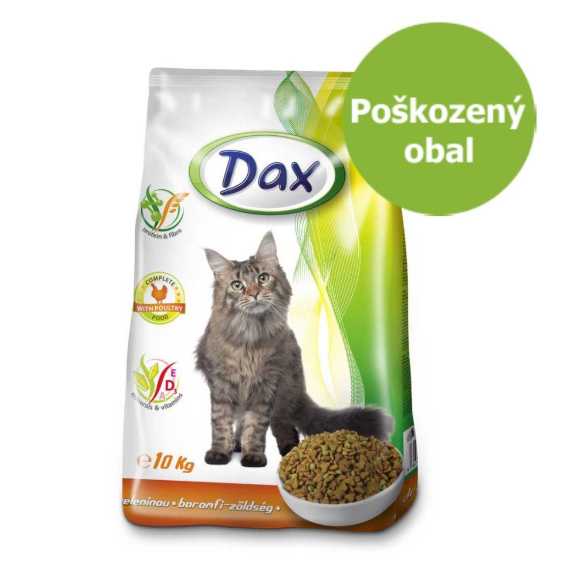 Obrázek z Dax Cat granule drůbeží se zeleninou 10 kg - Poškozený obal - SLEVA 15 % 