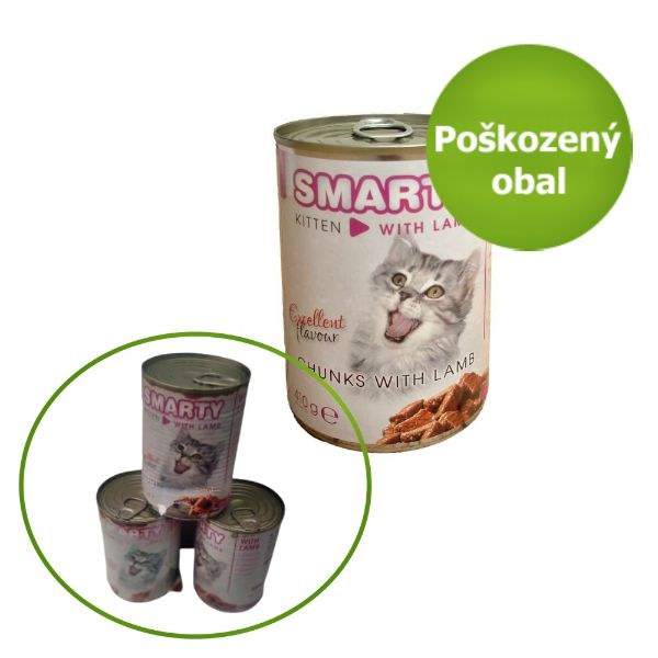 SMARTY konzerva pro koťata, kousky ve šťávě, jehněčí