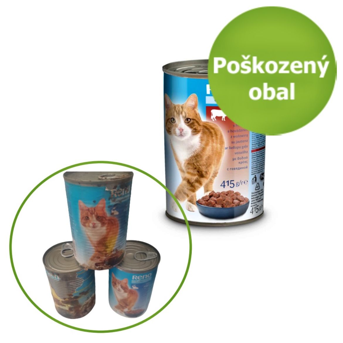 RENO kousky konzerva pro kočky, mokré krmivo pro kočky, hovězí příchuť