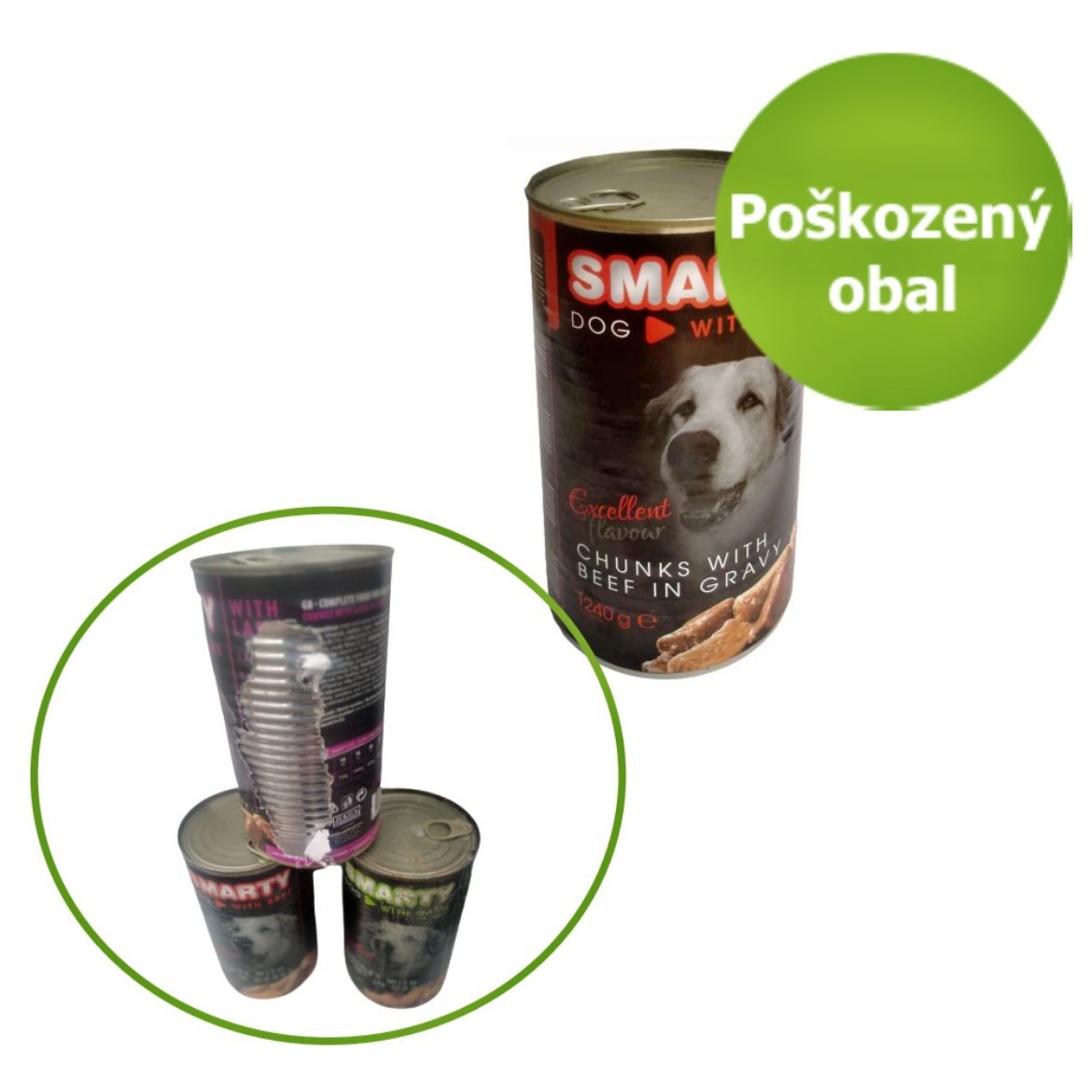Obrázek z SMARTY Dog různé příchutě chunks. konzerva 1240 g - Poškozený obal - SLEVA 20 % 