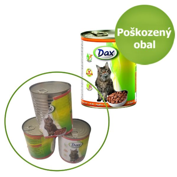 DAX konzerva pro kočky, drůbeží kousky, kompletní mokré krmivo