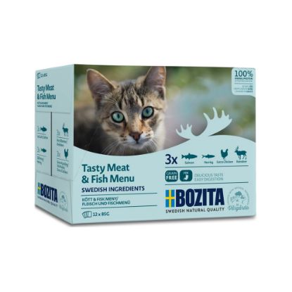 Obrázek Bozita Cat kousky masa a ryb v omáčce, kapsička (12 pack)
