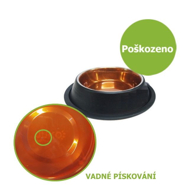 miska pro kočku, psa, nerez, stabil, guma, měď, mat, černá, voda, krmivo, 0,55 L