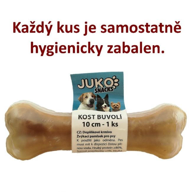 kost, buvolí, žvýkací, 10cm, hygienicky balené - po 1ks,