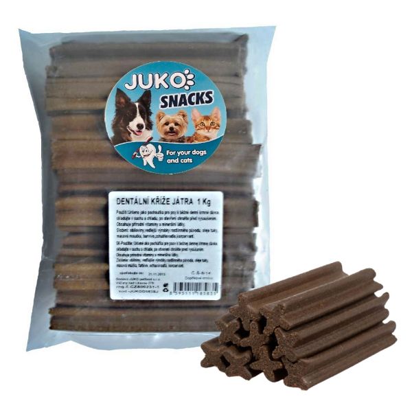 Obrázek Dentální kříž Játra JUKO Snacks 1 kg (cca 42 - 51 ks)