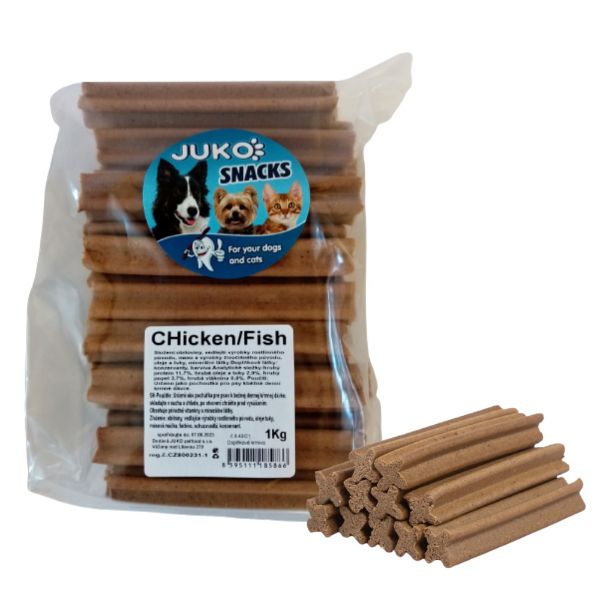 Obrázek Dentální kříž Kuřecí/rybí JUKO Snacks 1 kg (cca 50 ks)