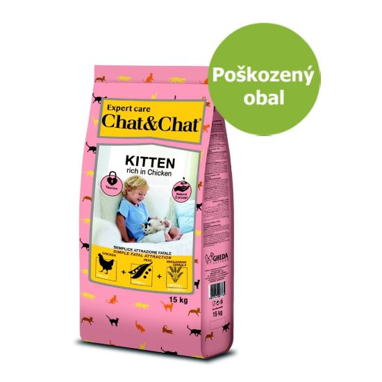 Obrázek z Chat & Chat Expert Kitten Chicken 15 kg - Poškozený obal - SLEVA 20 % 
