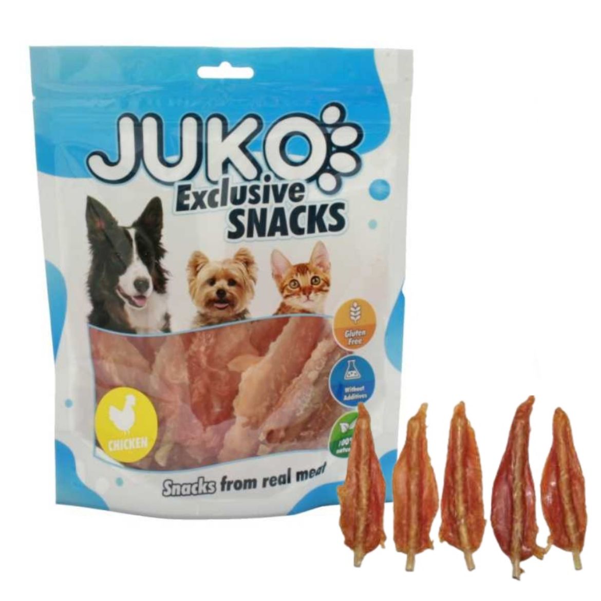 Obrázek z Chicken Soft Jerky with Rawhide JUKO Snacks 250 g 