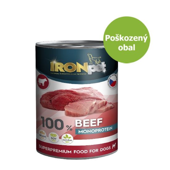 Obrázek z IRONpet Dog Beef (Hovězí) 100 % Monoprotein, konzerva 400 g - Poškozený obal - SLEVA 20 % 