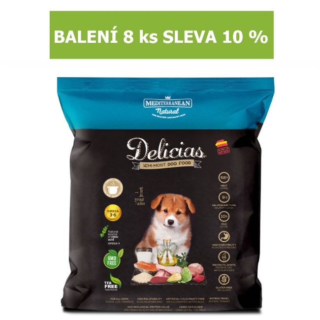Poloměkké granule, pamlsky, srdíčka, srdce, pro štěně, vysoká chutnost, z čerstvého masa, šunka serrano, bez lepku, 800g 