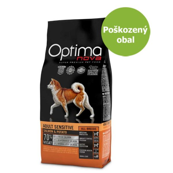 Obrázek OPTIMAnova Dog Adult Sensitive Salmon & Potato GF 12 kg - Poškozený obal - SLEVA 20 %