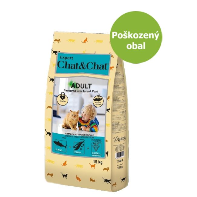 Chat & Chat Expert Adult s tuňákem a hráškem 15 kg, kompletní krmivo, dospělá kočka