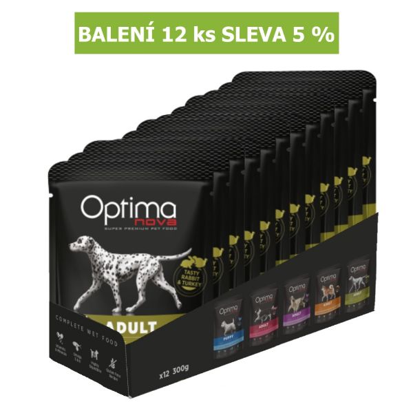 Obrázek OPTIMAnova Adult Rabbit & Turkey, kapsa 300 g (12 ks) SLEVA 5 %