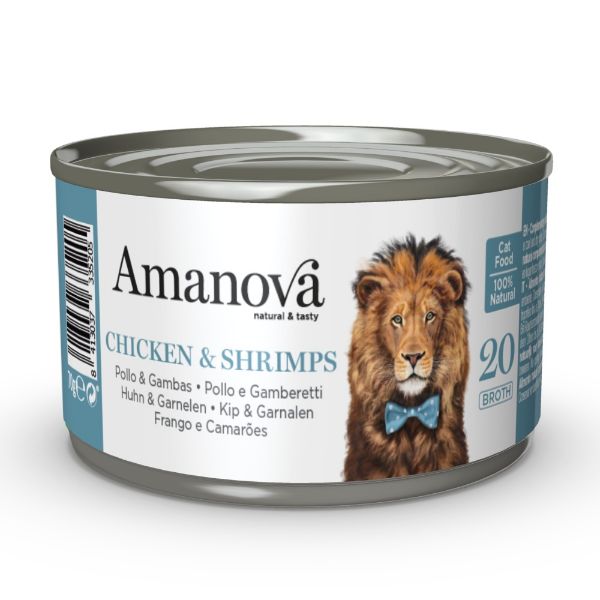 Obrázek Amanova Cat Chicken & Shrimps (krevety) ve vývaru (20), konzerva 70 g