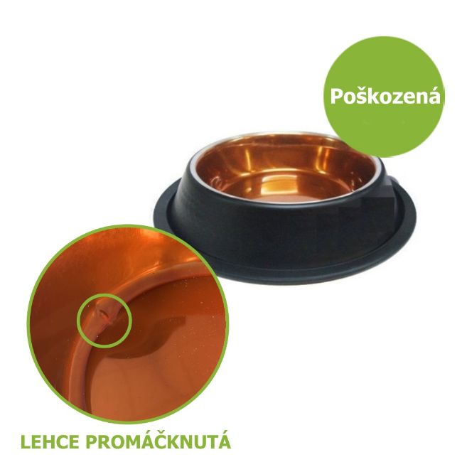 miska pro psa, kočku, nerez, stabil, guma, měď, mat, černá, voda, krmivo, 0,9 L