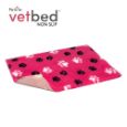 Obrázek z Vetbed protiskluz / Drybed růžová černé a bílé packy DELUXE 150 x 100 cm, vlas 30 mm 