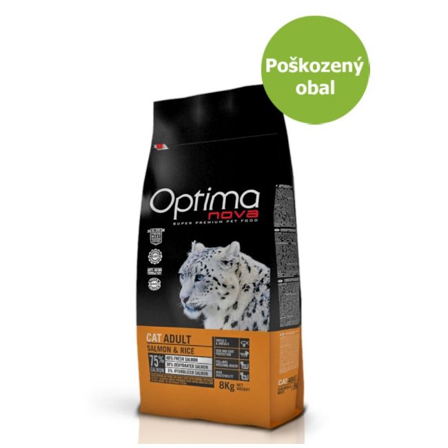 OPTIMAcat adult salmon, kočka, salmon, losos, rice, rýže, superprémiové krmivo, monoproteinové, přírodní, dospělá kočka 