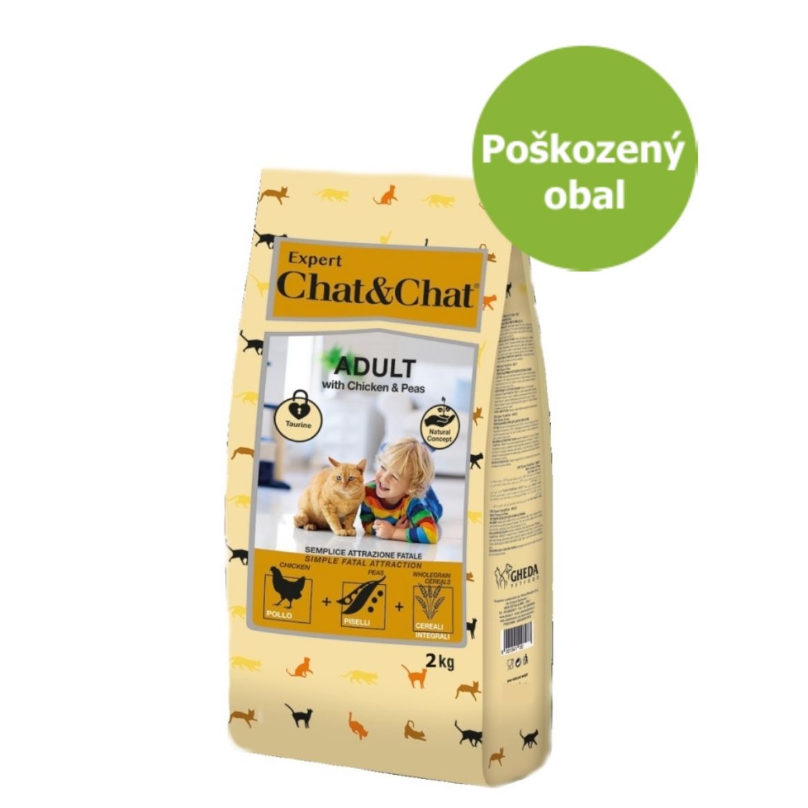 Obrázek z Chat & Chat Expert Adult Chicken & Peas 1,5 kg - Poškozený obal - SLEVA 20 % 