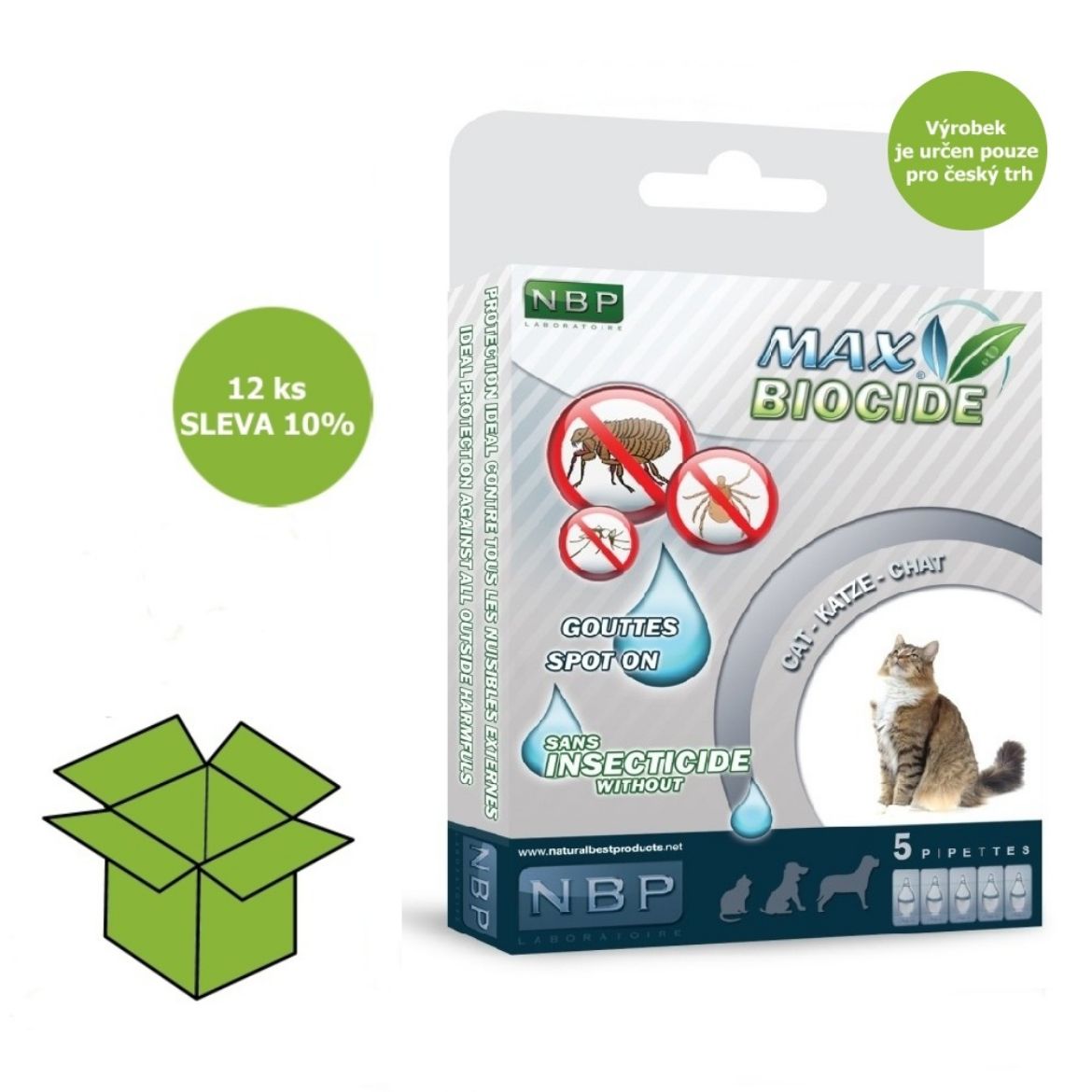 Obrázek z Max Biocide Spot-on Cat  repelentní kapsle, kočka 5 x 1 ml (12 ks) SLEVA 10 % !CZ! 