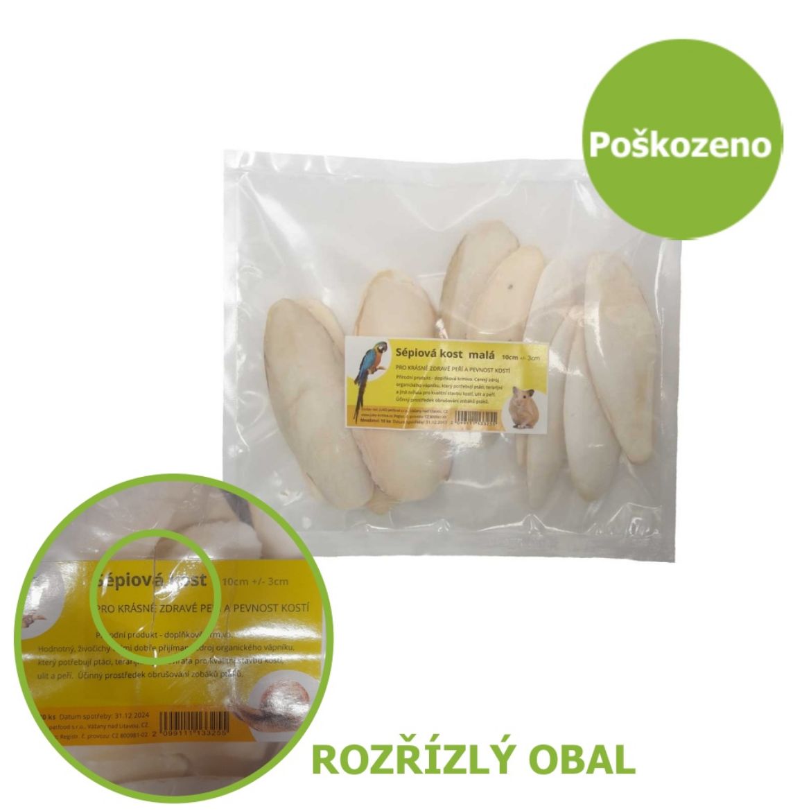 Obrázek z Sépiová kost malá cca 10 cm (20 ks) - Rozřízlý obal - SLEVA 15 % 