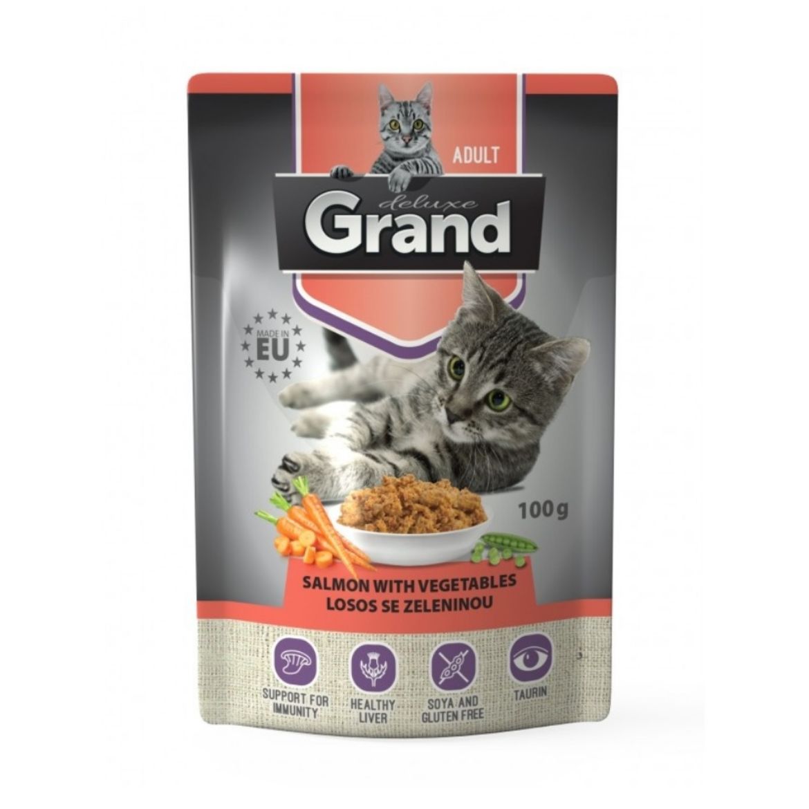 Obrázek z Grand deluxe Cat losos se zeleninou, kapsička 100 g 