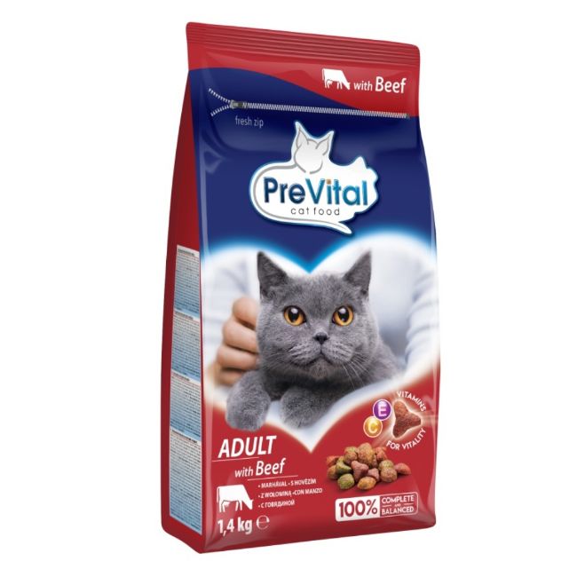 Prevital granule kočka, hovězí, kompletní krmivo pro kočky 1,4 kg