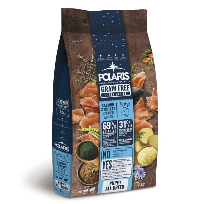 Polaris, superprémiové bezlepkové krmivo, 100% přírodní, štěně, losos a krůta