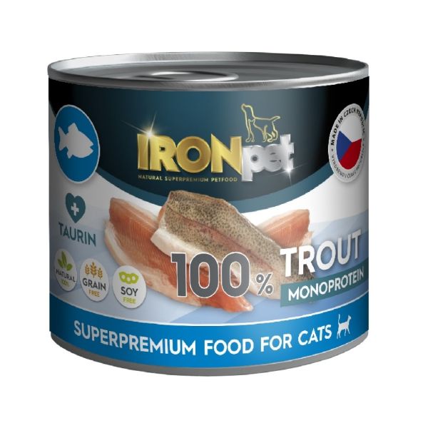 Obrázek IRONpet Cat Trout (pstruh) 100 % Monoprotein, konzerva 200 g