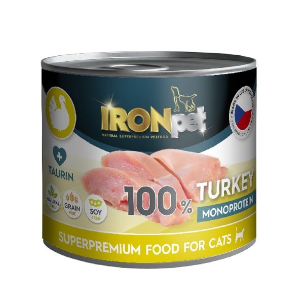Obrázek IRONpet Cat Turkey (krůta) 100 % Monoprotein, konzerva 200 g