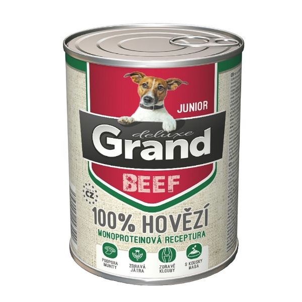 Obrázek Grand deluxe Dog Junior 100 % hovězí, konzerva 400 g