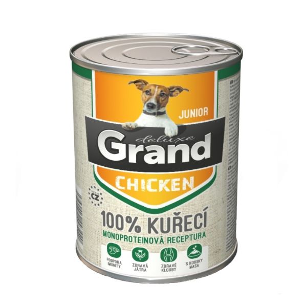 Obrázek Grand deluxe Dog Junior 100 % kuřecí, konzerva 400 g