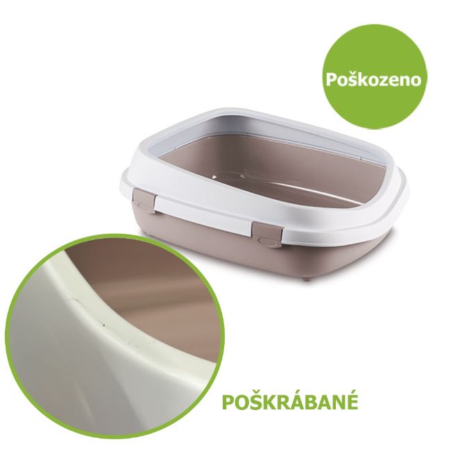 WC pro kočky QUEEN, toaleta otevřená, s okrajem, béžová, velikost 55 x 71 x 24,5 cm