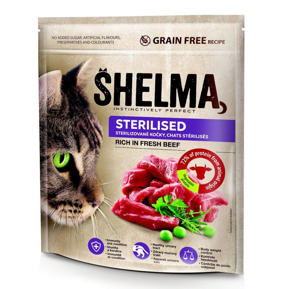 Obrázek z SHELMA Cat Sterilised Beef GF 750 g 